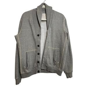 VTG American Eagle Mens Cardigan Collared Fleece Knit Shawl Button Down Sweater